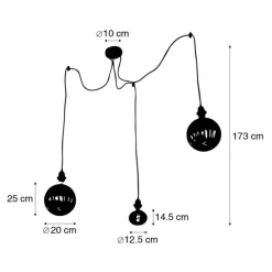 Hanglamp goud 3-lichts incl. LED amber dimbaar - Cava Luxe