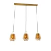 Hanglamp goud met amber glas 23 cm langwerpig 3-lichts - Kevin