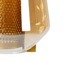 Hanglamp goud met amber glas 23 cm langwerpig 3-lichts - Kevin