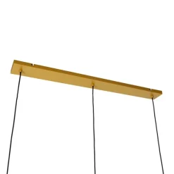 Hanglamp goud met amber glas 23 cm langwerpig 3-lichts - Kevin