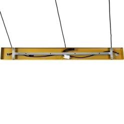 Hanglamp goud met amber glas 23 cm langwerpig 3-lichts - Kevin