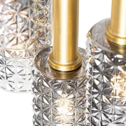 Hanglamp goud met smoke glas rond 5-lichts - Elva