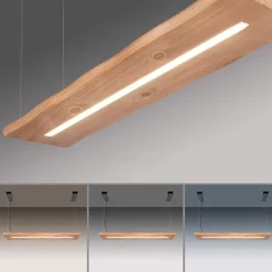 Hanglamp hout 120 cm incl. LED met afstandsbediening - Ajdin