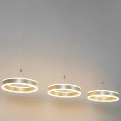 Hanglamp messing langwerpig incl. LED 3-staps dimbaar 3-lichts - Lyani