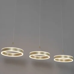 Hanglamp messing langwerpig incl. LED 3-staps dimbaar 3-lichts - Lyani