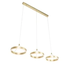 Hanglamp messing langwerpig incl. LED 3-staps dimbaar 3-lichts - Lyani