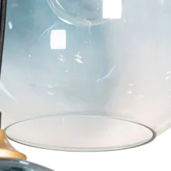 Hanglamp messing met blauw en groen glas 8-lichts - Sandra