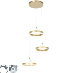 Hanglamp messing rond incl. LED 3-staps dimbaar 3-lichts - Lyani
