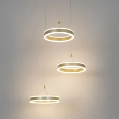 Hanglamp messing rond incl. LED 3-staps dimbaar 3-lichts - Lyani