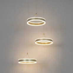 Hanglamp messing rond incl. LED 3-staps dimbaar 3-lichts - Lyani