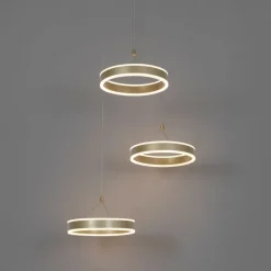 Hanglamp messing rond incl. LED 3-staps dimbaar 3-lichts - Lyani