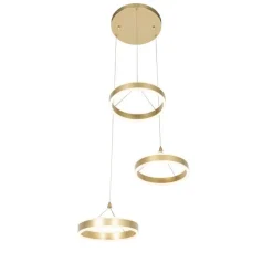Hanglamp messing rond incl. LED 3-staps dimbaar 3-lichts - Lyani