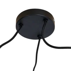 Hanglamp met 3 velours kappen geel met goud - Cava