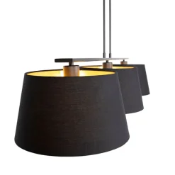 Hanglamp met katoenen kappen zwart met goud 32cm - Combi 3 Deluxe