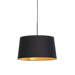 Hanglamp met katoenen kap zwart met goud 40 cm- Combi