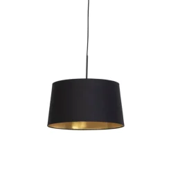 Hanglamp met katoenen kap zwart met goud 40 cm- Combi