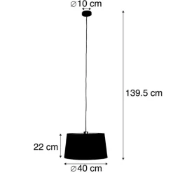Hanglamp met katoenen kap zwart met goud 40 cm- Combi