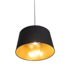 Hanglamp met katoenen kap zwart met goud 40 cm- Combi