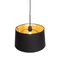 Hanglamp met katoenen kap zwart met goud 40 cm- Combi