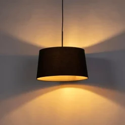 Hanglamp met katoenen kap zwart met goud 40 cm- Combi
