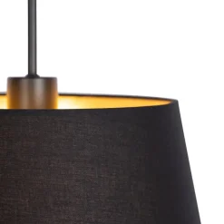 Hanglamp met katoenen kap zwart met goud 32 cm - Combi