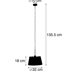 Hanglamp met katoenen kap zwart met goud 32 cm - Combi