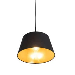 Hanglamp met katoenen kap zwart met goud 32 cm - Combi