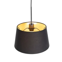 Hanglamp met katoenen kap zwart met goud 32 cm - Combi