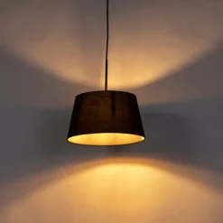 Hanglamp met katoenen kap zwart met goud 32 cm - Combi