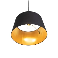 Hanglamp met katoenen kap zwart met goud 50 cm - Combi