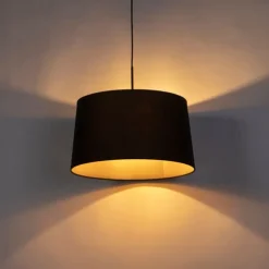 Hanglamp met katoenen kap zwart met goud 50 cm - Combi