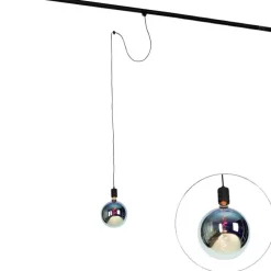 Hanglamp met rail ophanging zwart incl. LED G200 - Cavalux