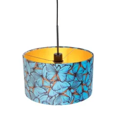 Hanglamp met velours kap vlinders met goud 35 cm - Combi