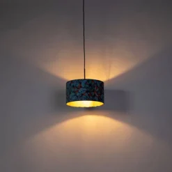 Hanglamp met velours kap vlinders met goud 35 cm - Combi