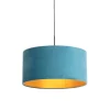 Hanglamp met velours kap blauw met goud 50 cm - Combi