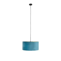 Hanglamp met velours kap blauw met goud 50 cm - Combi