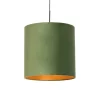 Hanglamp met velours kap groen met goud - Combi