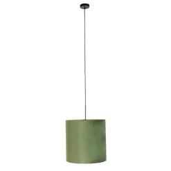Hanglamp met velours kap groen met goud - Combi