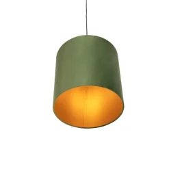 Hanglamp met velours kap groen met goud - Combi
