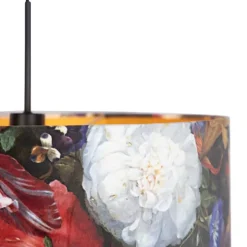 Hanglamp met velours kap bloemen met goud 50 cm - Combi