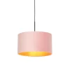 Hanglamp met velours kap roze met goud 35 cm - Combi