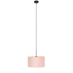 Hanglamp met velours kap roze met goud 35 cm - Combi