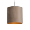 Hanglamp met velours kap taupe met goud 40 cm - Combi