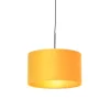 Hanglamp met velours kap oker met goud 35 cm - Combi