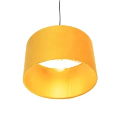 Hanglamp met velours kap oker met goud 35 cm - Combi