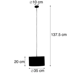 Hanglamp met velours kap pauw met goud 35 cm - Combi