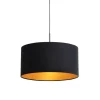 Hanglamp met velours kap zwart met goud 50 cm - Combi