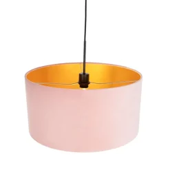 Hanglamp met velours kap roze met goud 50 cm - Combi