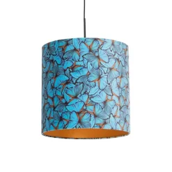Hanglamp met velours kap vlinders met goud 40 cm - Combi