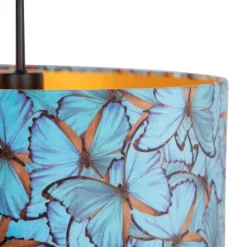 Hanglamp met velours kap vlinders met goud 40 cm - Combi